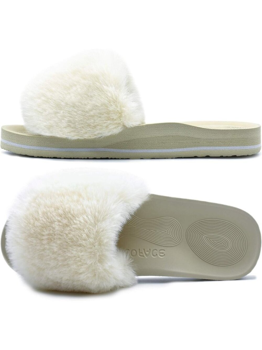 Womens White Comfy Open Toe Fuzzy Fasciitis Orthotic Ladies Slippers Indoor